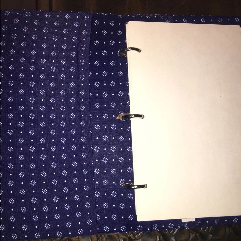 Source Unknown Navy Blue Patterned Binder
